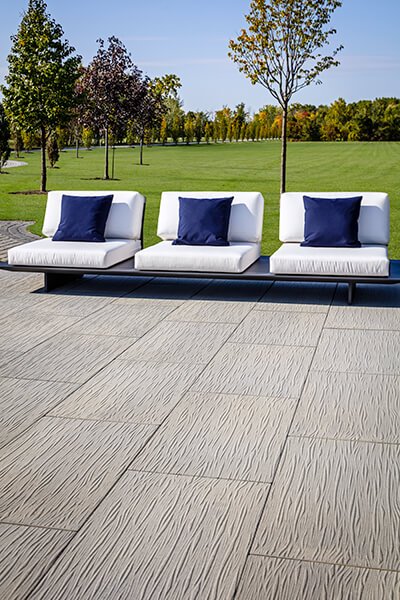 Big grey textured paver slabs